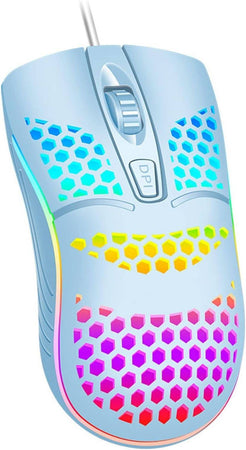 Mouse Gaming Con Filo Leggero Luci A Led Multicolor Effetto Traforato Per Pc