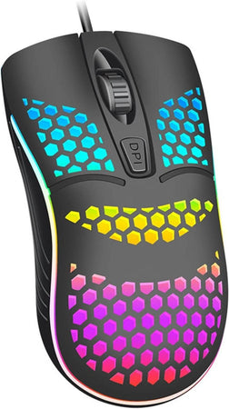 Mouse Gaming Con Filo Leggero Luci A Led Multicolor Effetto Traforato Per Pc