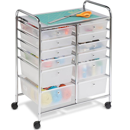 Carrello Cassettiera Multiuso 12 Cassetti Bianco 4Ruote Casa Ufficio Estetica Tattoo