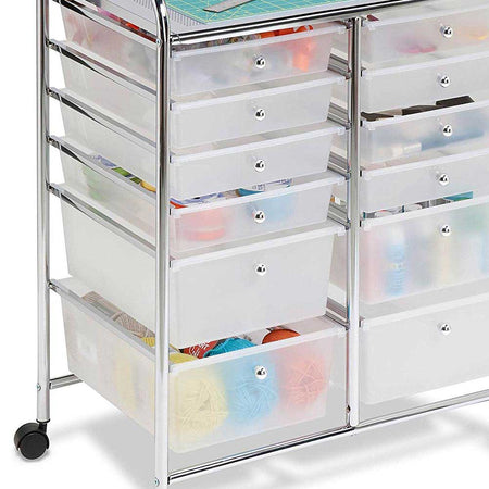 Carrello Cassettiera Multiuso 12 Cassetti Bianco 4Ruote Casa Ufficio Estetica Tattoo