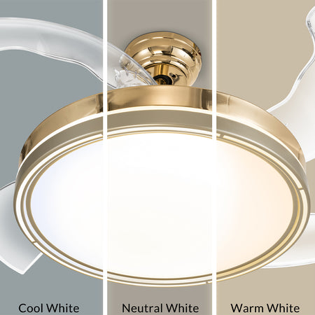 Ventilatore da Soffitto 68W Luce Led 4Pale Richiudibili Dimmerabile Telecomando