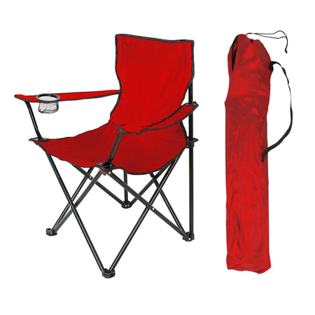 2pz Sedia Campeggio Portatile Pieghevole Telo Oxford Sacca con Maniglia H90cm Rosso
