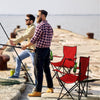 2pz Sedia Campeggio Portatile Pieghevole Telo Oxford Sacca con Maniglia H90cm Rosso
