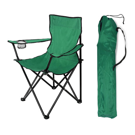 2pz Sedia Campeggio Portatile Pieghevole Telo Oxford Sacca con Maniglia H90cm Verde