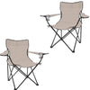 2pz Sedia Campeggio Portatile Pieghevole Telo Oxford Sacca con Maniglia H90cm Beige