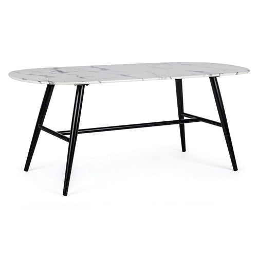 Tavolino Marble gambe in acciaio e piano in vetro effetto marmo per arredamento