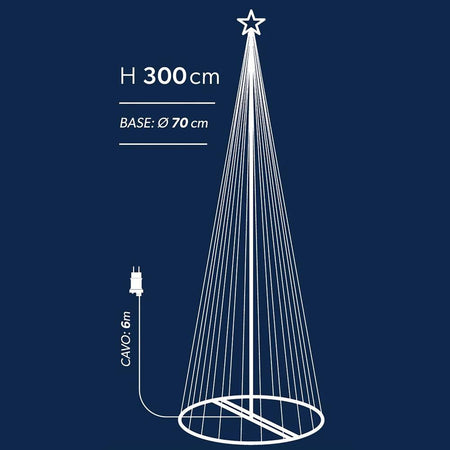 Albero Di Natale Luminoso Bianco Caldo 394 Led 300cm Decorazione Per Esterno