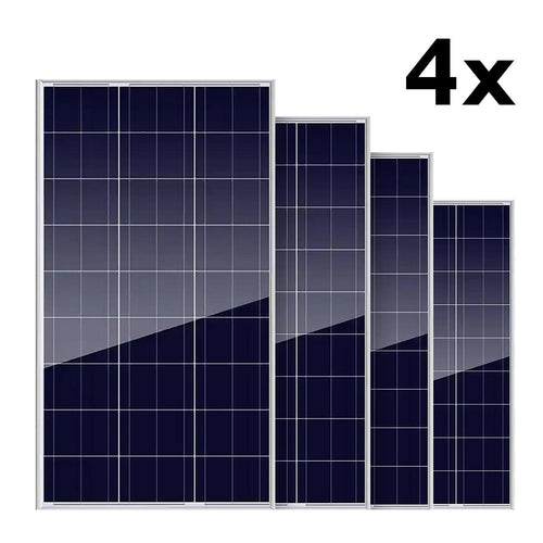 Set 4pz Pannello Per Energia Solare Fotovoltaico Policristallino 100w 18v Batteria