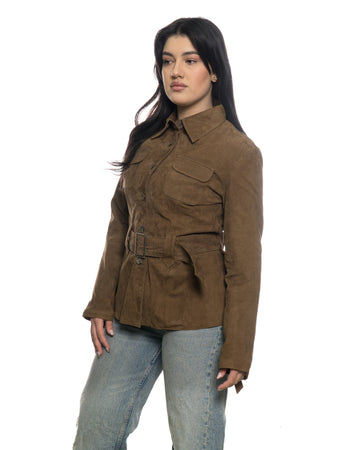 Karina - Giacca Donna Cuoio in vera pelle camoscio