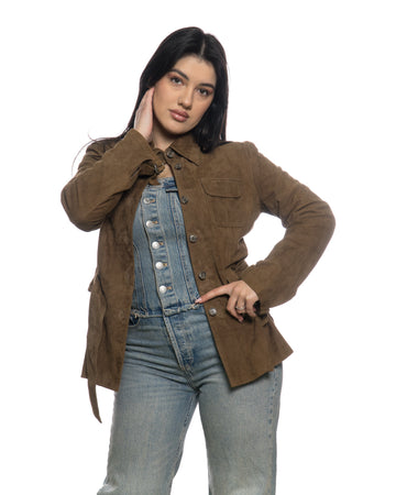 Karina - Giacca Donna Cuoio in vera pelle camoscio