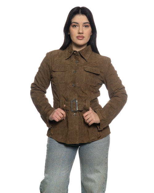Karina - Giacca Donna Cuoio in vera pelle camoscio