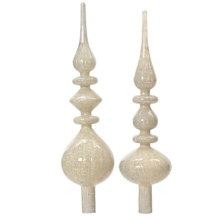 Puntale per albero di Natale con sfere in vetro bianco decorazione e addobbo da 35 cm