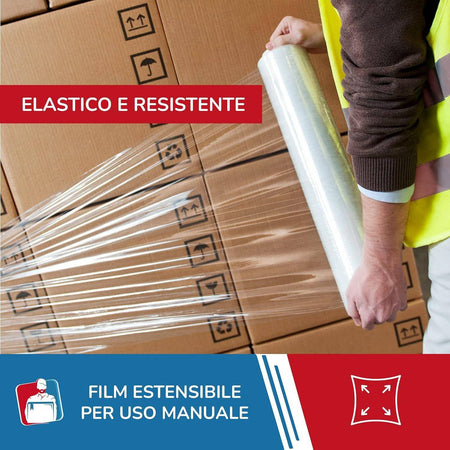 Film Estensibile Pellicola Trasparente Rotolo Manuale Per Imballo 160mx23myx50cm