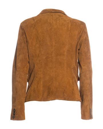 Classic 712 - Giacca Donna Cognac in vera pelle camoscio