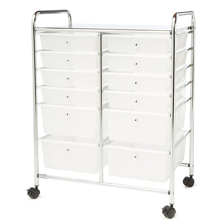 Carrello Cassettiera Multiuso 12 Cassetti Bianco 4Ruote Casa Ufficio Estetica Tattoo