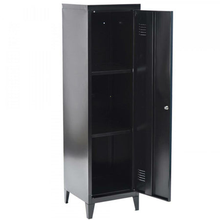 Armadietto Spogliatoio in Metallo con Chiave 1 Anta 3 Scomparti 138x38,5x38,5 Nero