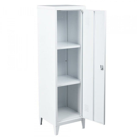 Armadietto Spogliatoio in Metallo con Chiave 1 Anta 3 Scomparti 138x38,5x38,5 Bianco