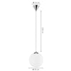 Lampadario Sospensione Moderno Vetro Sfera 35cm Design E27 Bianco Opaco Cromo