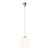 Lampadario Sospensione Moderno Vetro Sfera 35cm Design E27 Bianco Opaco Cromo