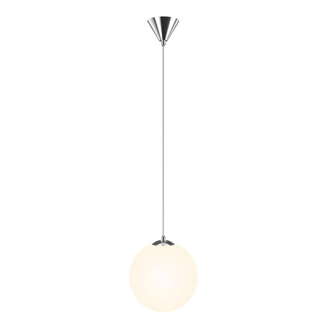 Lampadario Sospensione Moderno Vetro Sfera 35cm Design E27 Bianco Opaco Cromo