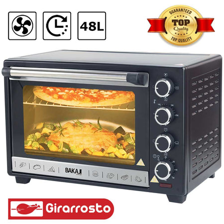 Forno Elettrico Ventilato 48 LT con Girarrosto Luce Interna Timer 2000W