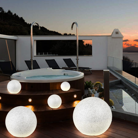 Lampada Sfera Giardino 20cm Luce Esterno Bianco Pietra E27 Decorazione da Esterno