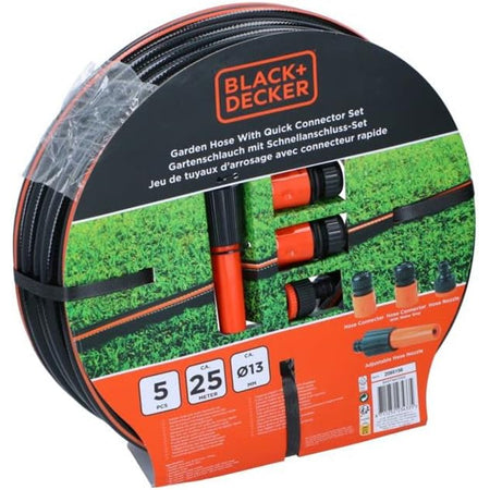 Tubo Da Giardino 30Mt Pvc Irrigazione Giardinaggio Con Connettori Black+Decker