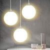 Lampadario Sospensione Moderno Vetro Sfera 15cm Design E27 Bianco Opaco Cromo