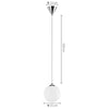 Lampadario Sospensione Moderno Vetro Sfera 25cm Design E27 Bianco Opaco Cromo