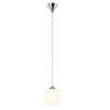 Lampadario Sospensione Moderno Vetro Sfera 25cm Design E27 Bianco Opaco Cromo