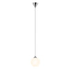 Lampadario Sospensione Moderno Vetro Sfera 15cm Design E27 Bianco Opaco Cromo