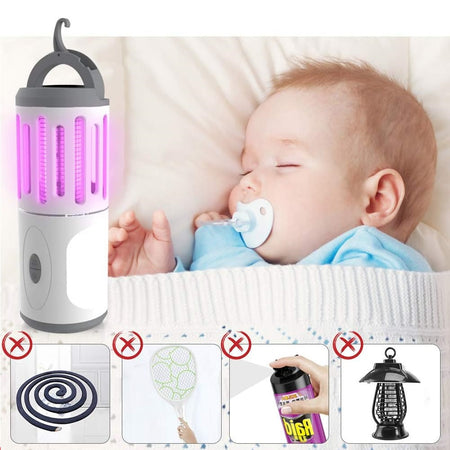 Zanzariera Elettrica LED 3in1 Torcia Anti zanzare Portatile Casa Campeggio
