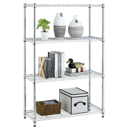 Scaffale 4 Ripiani Acciaio Inox 90x35H137cm Regolabile Libreria Mensole Multiuso
