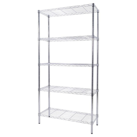Scaffale 5 Ripiani Acciaio Inox 90x35H180cm Regolabile Libreria Mensole Multiuso