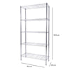 Scaffale 5 Ripiani Acciaio Inox 90x35H180cm Regolabile Libreria Mensole Multiuso