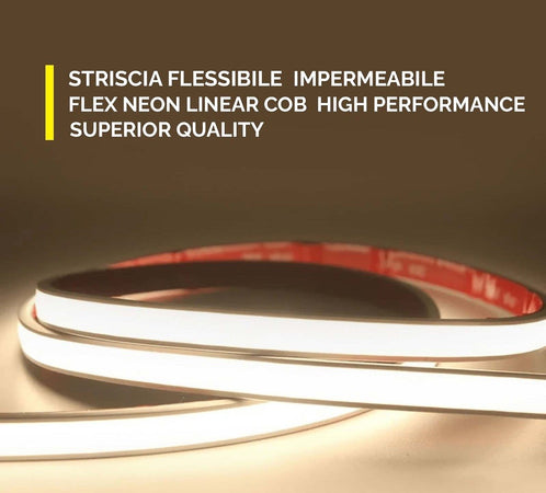 Striscia Led Ip68 Cob Flessibile Neon Dimmerabile 24v Luce Box Doccia Bagno Vasca
