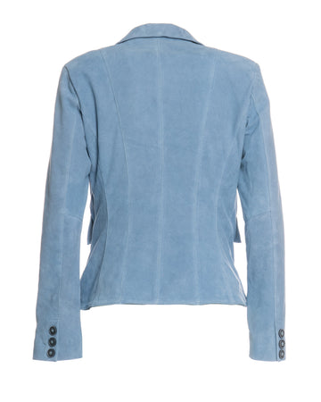 Classic 712 - Giacca Donna Celeste in vera pelle camoscio