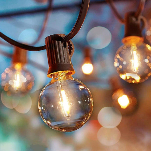 Catena Luminosa Solare Crepuscolare 30 Lampadine Filo Led 3w Luce 2200k 10 Metri