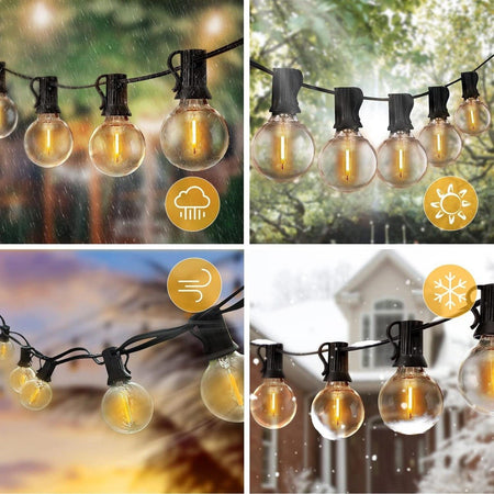 Catena Luminosa Solare Crepuscolare 30 Lampadine Filo Led 3w Luce 2200k 10 Metri