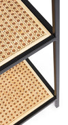 Libreria Elyot struttura in acciaio verniciato piani in MDF e rattan per interno