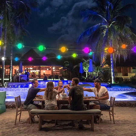 Catena Luminosa Solare Crepuscolare Led Rgb Rgbw Smart Bluetooth Ip65 Luce 13 Mt