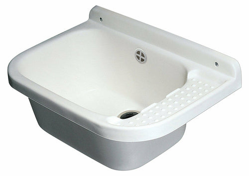 Lavabo Lavandino Da Parete Resina + Sifone E Piletta Cm 50x35xh.24 FER 286596