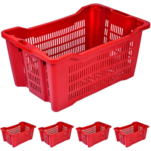 6 Cassette Impilabili Sovrapponibili Semichiuse Raccolta Di Olive, Pomodori, 40 L - FER