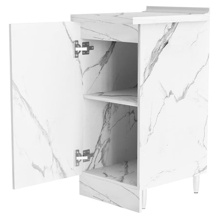 Mobile Base Cucina Componibile Minimal Bianco Effetto Marmo 1 Anta e 2 Scomparti