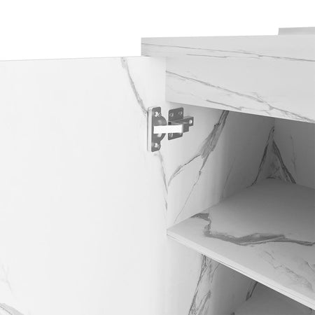 Mobile Base Cucina Componibile Minimal Bianco Effetto Marmo 1 Anta e 2 Scomparti