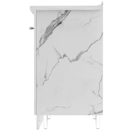 Mobile Base Cucina Componibile Minimal Bianco Effetto Marmo 1 Anta e 2 Scomparti