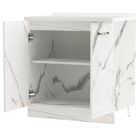 Mobile Base Cucina Componibile in Legno Bianco Effetto Marmo 2 Ante 2 Scomparti