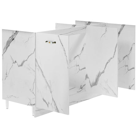 Mobile Sottolavello Cucina Componibile Mobiletto Bianco Effetto Marmo con 3 Ante