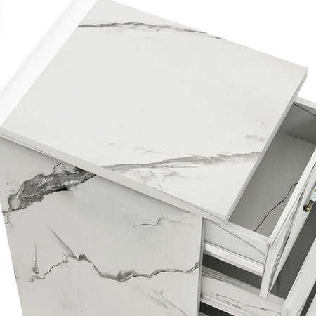 Cassettiera per Cucina Mobile Mobiletto 4 Cassetti in Legno Bianco Effetto Marmo