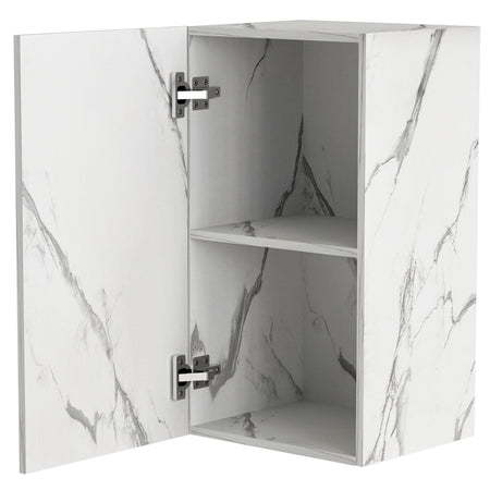 Pensile da Cucina Armadio Sospeso da Parete Design Minimal Bianco Effetto Marmo